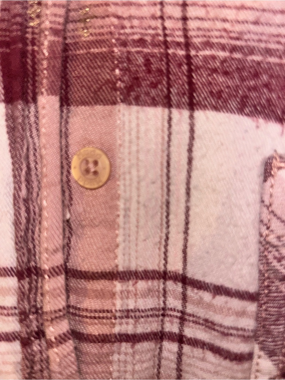 Women's Plaid Button-Up Shirt in Light Pink and Maroon - Picture 3 of 4
